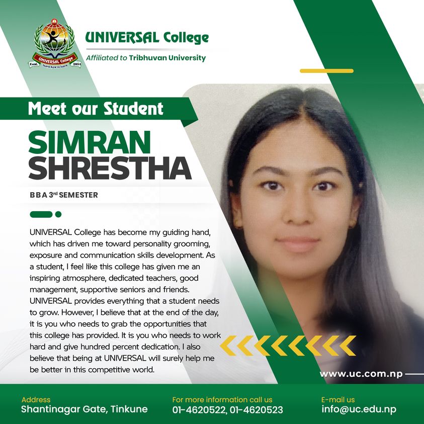 Meet Our Student.  Ms. Simran Shrestha